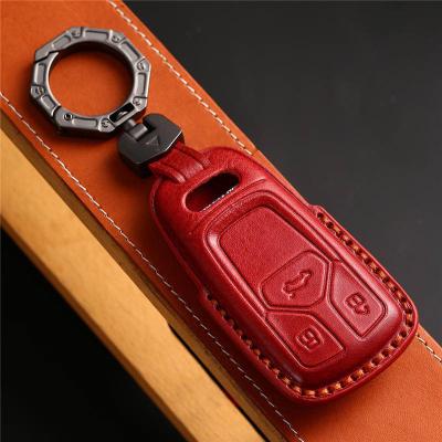 Luxury Leather Car Key Case Cover Fob Shell for Audi A1 A3 A4 A5 A6 A7 A8 Quattro Q3 Q5 Q7 Q8 2009-2015 B9 4K E-tron C8 D5 SQ8 