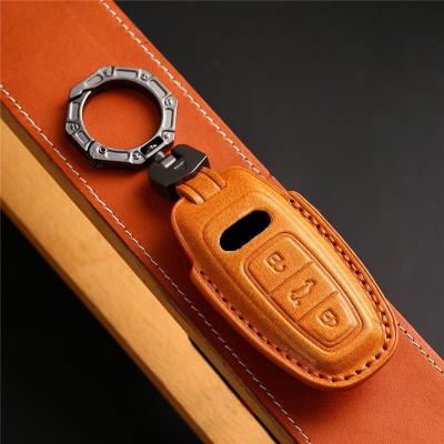 Luxury Leather Car Key Case Cover Fob Shell for Audi A1 A3 A4 A5 A6 A7 A8 Quattro Q3 Q5 Q7 Q8 2009-2015 B9 4K E-tron C8 D5 SQ8 