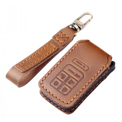 Crazy Horse Leather 5 6 7 button Car Remote Key Fob Cover Case For Honda Odyssey Civic Accord CR-V Pilot