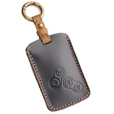 Crazy Hrose Leather Car Key Case Cover Fob Shell for Renault Duster Captur Clio Logan Megane Koleos Scenic Nema Fluence Zoe