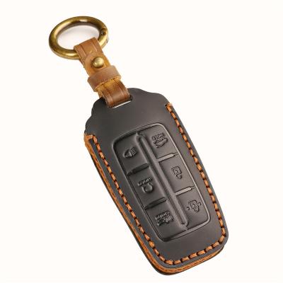 Crazy Horse Leather Car Key Case Cover Fob Shell for Hyundai Genesis G80 GV70 GV80 2019 2020 2021 2022 