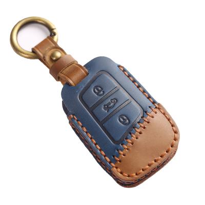 Crazy Horse Leather Car Key Case Cover for VW Volkswagen Golf 7 MK7 Tiguan MK2 For SEAT Ateca Leon FR 2 Ibiza For Skoda Octavia