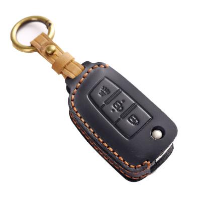 Crazy Horse Leather Car Key Case Cover Fob for Nissan Qashqai J11 X-trail Murano Maxima Tiida Altima Quest Juke Geniss Sunny Cefiro A32 