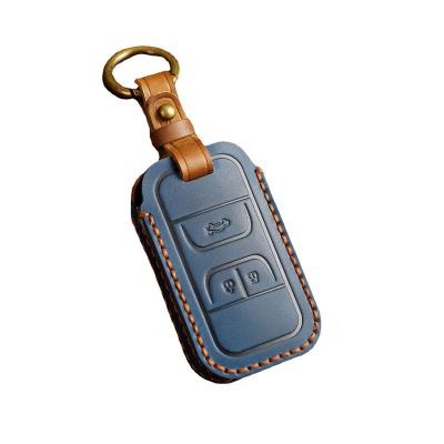 Crazy Horse Leather Car Key Case Cover Fob Shell for Chery Tiggo 3 5X 4 8 Glx 7 2019 2020 Car Key Accessories