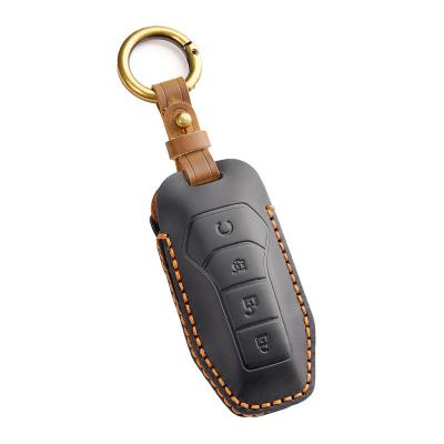 Crazy Horse Leaher Car Key Case Cover Fob Shell for BYD Song Plus Atto 3 Han EV Tang DM Qin Seal Dolphin Car Accessories