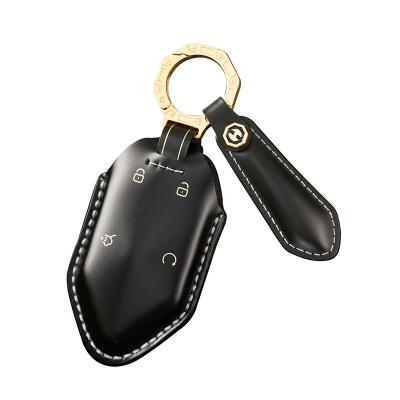 Shell Cordovan Genunie Leather Car Key Case Cover Fob Shell for BYD DM-I Formula leopard 5 Car Accessories  - 副本