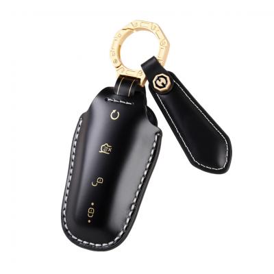 Shell Cordovan Genunie Leather Car Key Case Cover Fob Shell for BYD Qin Plusdmi Atto 3 Han EV Dolphin  - 副本