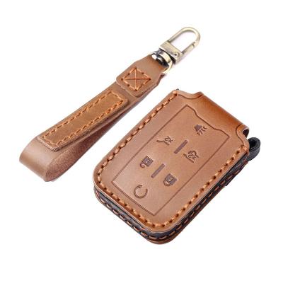 Genuine Leather Car Key Case Cover Fob Shell for Chevrolet Chevy Silverado Suburban Tahoe Colorado GMC Sierra Yukon Canyon - 副本