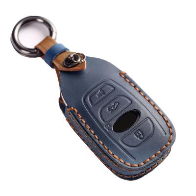 Crazy Horse Leather Car Key Case Cover Fob Shell for Subaru Crosstrek Forester Outback Impreza Ascent Legacy STI Xv Trezia BRZ Wrx Levorg 2006-2022 2023