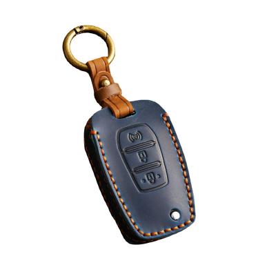 Crazy Horse Leather Car Key Case Cover Fob Shell for SSANGYONG Tivolan Actyon KYRON REXTON Korando 3 button Car Accessories