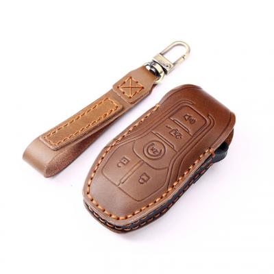 Car Remote Leather Key Case Cover Holder Shell For Ford Mondeo Mk4 MK3 MK5 Mustang F-150 Explorer Edge Fiesta Kuga 