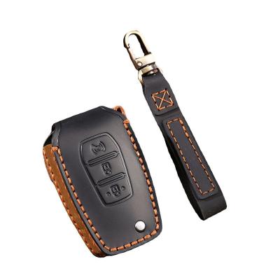 Genuine Leather 3 Button Car Key Case Cover Fob Shell for Ssangyong Rexton Korando C Tivoli Car Accessories