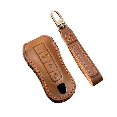 Genuine Leather Car Key Case Cover Fob Shell for 911 970 997 991 996 958 918 991 Porsche Panamera Carman Macann Bobst Cayenne Boxster