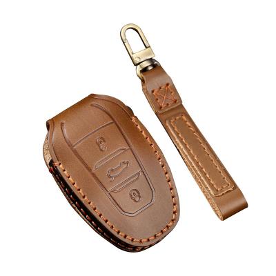 Genuine Leather Car Key Case Cover Fob Shell for Peugeot 308 408 508 2008 3008 4008 5008 Citroen C4 C4L C6 C3-XR Picasso DS3 DS4 DS5 - 副本