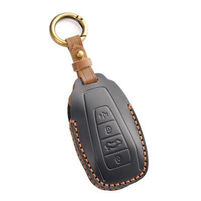 Crazy Horse Leather Car Key Case Cover Fob Shell for Geely Coolray X6 X7 EX7 Geometry C Emgrand Global Kulrey Hawk GX7 Okavango NL3 SUV GT GC9 - 副本