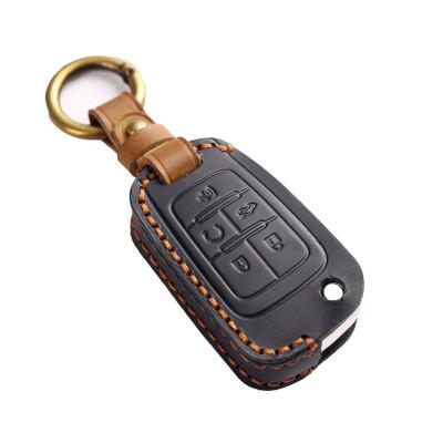 Crazy Horse Leather Car Key Case Cover Fob Shell for Chevrolet Camaro Cruze Chevy Equinox Sonic Terrain - 副本