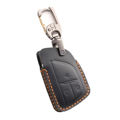 Crazy Horse Leather Car Key Case Cover Fob Shell for Buick Envision S Plus Chevrolet Suburban Tahoe GMC Yukon Sierra 1500 Denali