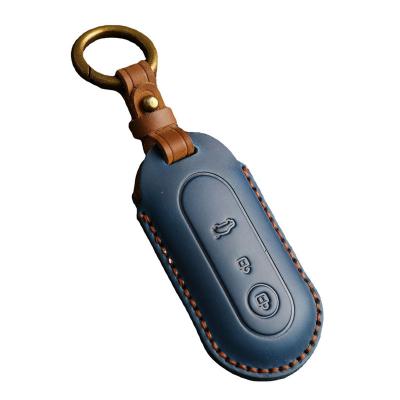 Crazy Horse Leather Car Key Case Cover Fob Shell for Aito M5 M7 2022 M9 2024 Car Key Protector